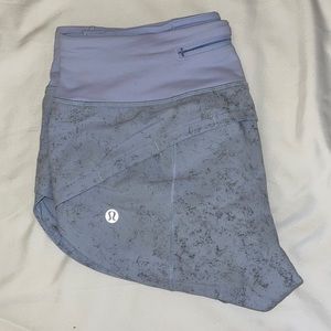 Blue tie dye lululemon speed up shorts 2.5”